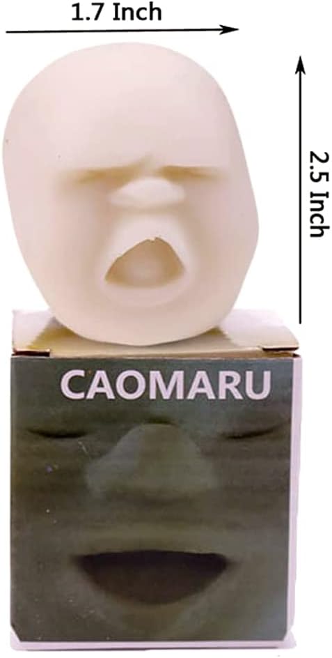 Anxiety Stress Release Fun Toys,Emotion Balls Fidget Toys for Pressures Relief Kneading Toys for All Age,Kids and Adults,Weird Face Bizarre Squeeze Toys. (White, Yawn)