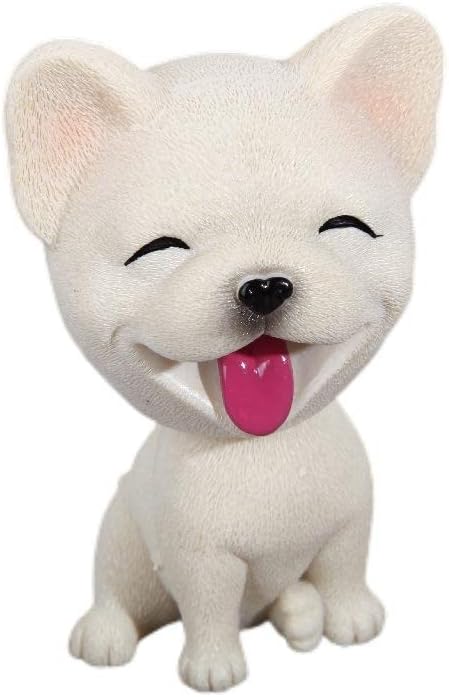 Resin Bobbing Head Dog Figurines Mini Bobblehead Puppy for Home Office Desk Car Dashboards Decor Ornaments (French Bulldog)