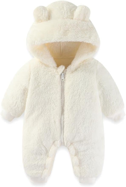 UVIPC Baby Newborn Bear Outfit Fleece Snowsuit Winter Clothes Hooded Jumpsuit Romper for Baby boy girl