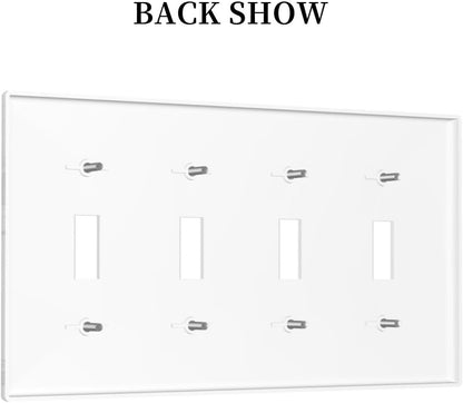 Light Switch Covers Modern White Gray Marble Quad Toggle Electrical Faceplate 4 Gang Wall Plate Decorative Switch Plates for living Room Bathroom Decor