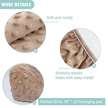 Owlowla Changing Pad Cover, Soft Minky Dots Changing Table Sheets for Baby Boy and Girl 2Pack (Silver Grey&Khaki)
