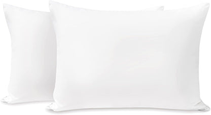TILLYOU Toddler Pillowcase 2 Pack with Zipper,Silky Soft Microfiber 13" x 18" Kids Travel Pillow Cases,White