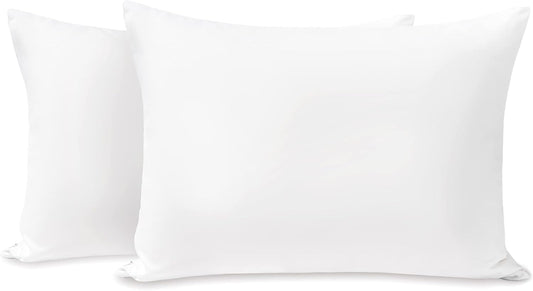 TILLYOU Toddler Pillowcase 2 Pack with Zipper,Silky Soft Microfiber 13" x 18" Kids Travel Pillow Cases,White