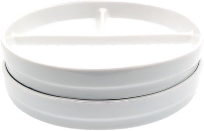 Elk and Friends Kids 7.8” Porcelain White Plates | Divided Plates | Suitable for Kids/Toddlers | Microwave & Dishwasher Safe | Non Slip | Snack Dishes | 2 Pack