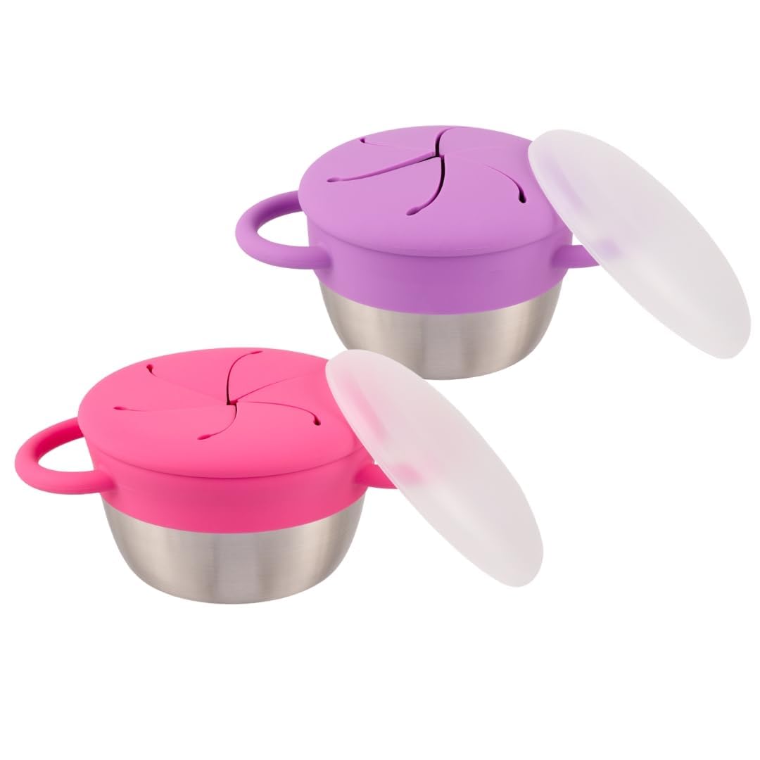 Elk and Friends Stainless Steel Snack Cups | Removable Silicone Food Catcher and Travel Lid |