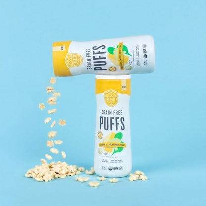 Serenity Kids 6+ Month Baby Food Puffs - White Cheddar & Cauliflower - Grain-Free, Gluten-Free &