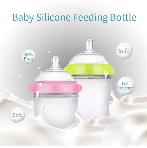 Baby Bottles (2 Pack) 8oz Nurture Nest Anti Colic Bottles with Easy to Hold Handles and Soothing