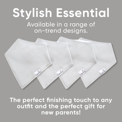 Copper Pearl 4 Pack Soft Cotton Baby Bibs for Drooling and Teething, Absorbent Drool Bibs for Baby Girl and Boy, Adjustable to Fit Newborns to Toddlers (Gray Basics)
