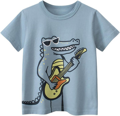 Boys' 4-Pack Excavator Short Sleeve Crewneck T-Shirts Top Tee Size 2-7 Years Toddler Boys' Value Pack Cotton T-Shirt