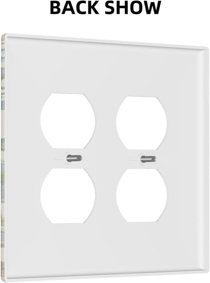 Decorative Outlet Covers Rustic Plant Garden Leaf Flower Butterfly 2 Gang Wall Plate Cover Double Duplex Receptacle Two Switch Light Switch Cover Plate Jumbo Faceplate for Home Decor