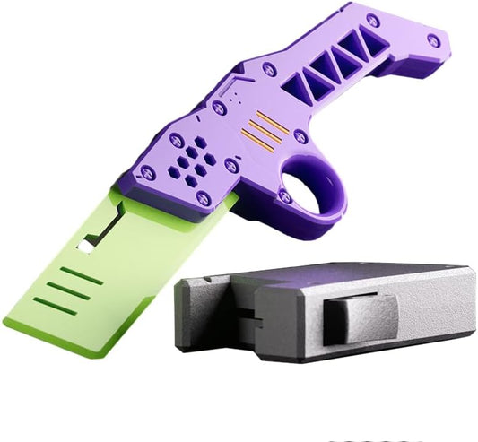 Carrot Radish Catapult Knife- Stress Relief Fidget Toy with Decompression Features - 3D Printed Practice Prop EDC Purple Green PUGR-N1