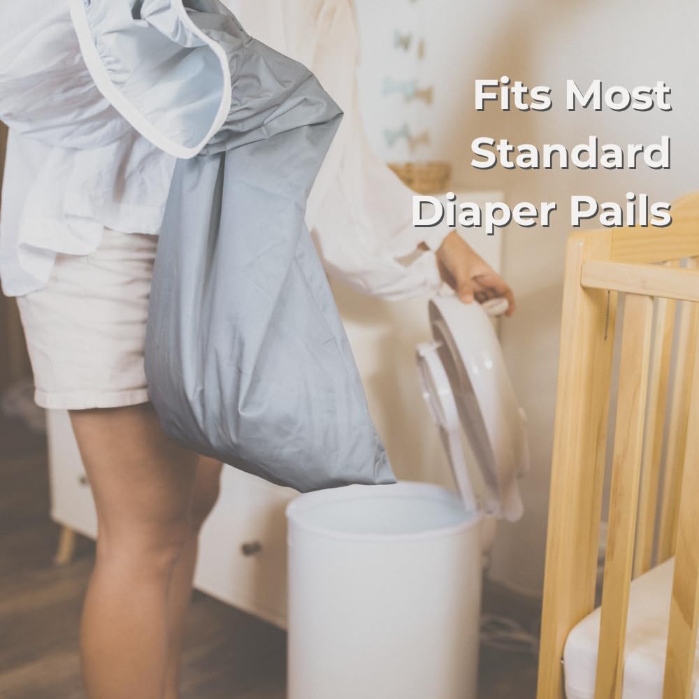 Nora's Nursery Pail Liner for Cloth Diapers - Reusable and Washable - Fits all Standard Diaper Pails - Waterproof Pail Liner with Strap for Diaper Pails, Laundry & Kitchen Garbage Cans (Desert - 2Pk)