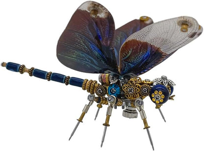 Keetopteep 3D Metal Puzzle for Adults, 200 Pieces Mechanical Dragonfly DIY Assembly Kit to Build, 3D Puzzle Handmade Craft Desk Ornament Toys (Color3)