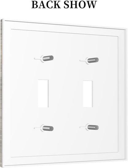 Decorative Switch Plates Retro Rustic Brown Wood Grain 2 Gang Double Toggle Outlet Light Switch Cover Wall Plate Electrical Faceplate For Farmhouse Cabin Decor