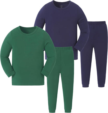 JunNeng Bamboo Viscose Pajamas for Toddler Baby, Boys Girls Solid Snug Fit Pajamas Long Sleeve Sleeper