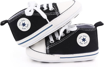 Unisex Baby Girls Boys Canvas High-top Shoes, Newborn Infant Anti-Slip Soft Sole Frist Walking Breathable Sneakers