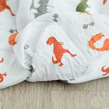 GRACED SOFT LUXURIES 2-Pack Dinosaur Swaddle Blanket Super Soft Luxury Decorative Baby Muslin Swaddle Blankets Wraps (Dinoland)