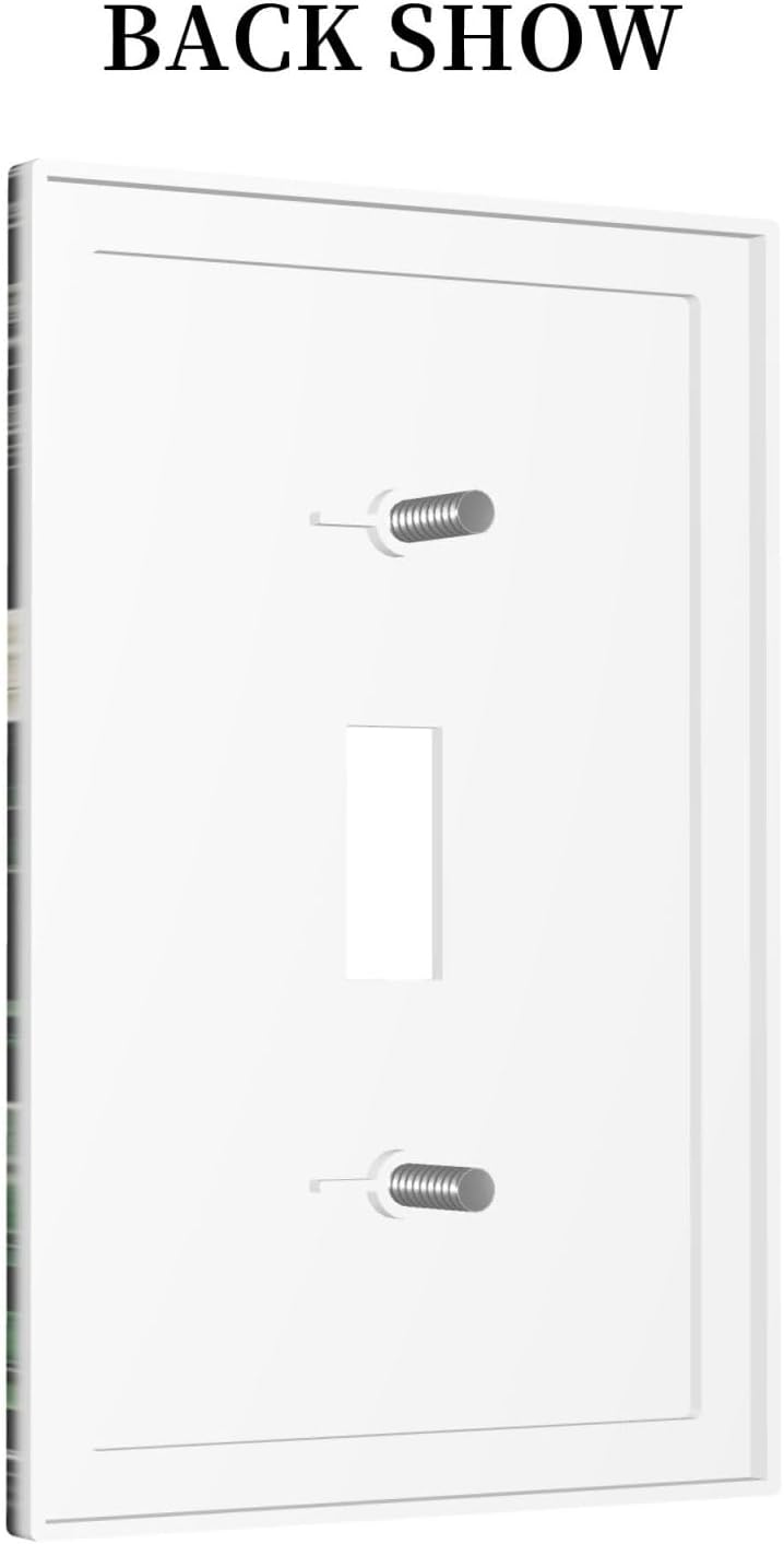 Decorative Switch Covers Plate Rustic Green Leaves White Flower 1 Gang Wall Plate Unique Single Toggle Wall Cover Plate Jumbo Electrical Light Switch Plate Faceplate for Country Home Decor