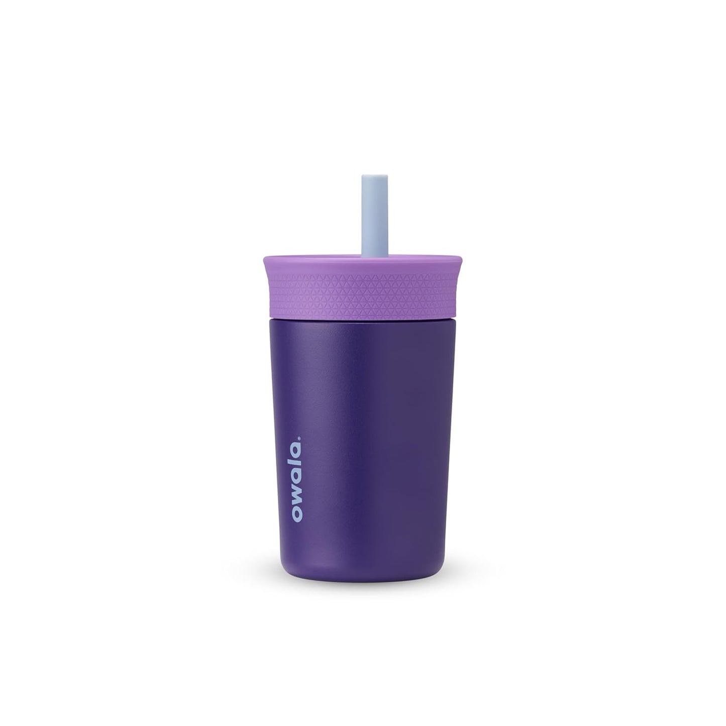 Owala Kids Insulation Stainless Steel Tumbler with Spill Resistant Flexible Straw, Easy to Clean, Kids Water Bottle, Great for Travel, Dishwasher Safe, 12 Oz, Purple (Peacock Palace)