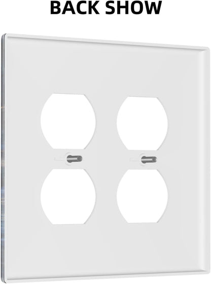 Decorative Outlet Covers Horror Night Blue Ocean Evil Octopus 2 Gang Wall Plate Cover Double Duplex Receptacle Two Switch Light Switch Cover Plate Jumbo Dual Faceplate for Home Decor