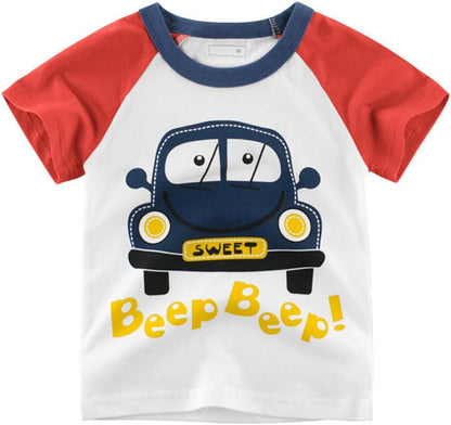 Boys' 4-Pack Excavator Short Sleeve Crewneck T-Shirts Top Tee Size 2-7 Years Toddler Boys' Value Pack Cotton T-Shirt