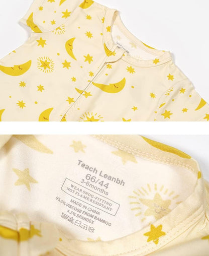Teach Leanbh Baby Boys Girls 2 Pack Bamboo Viscose Pajamas 2 Way Zipper Short Sleeve Romper Jumpsuit Sleep and Play