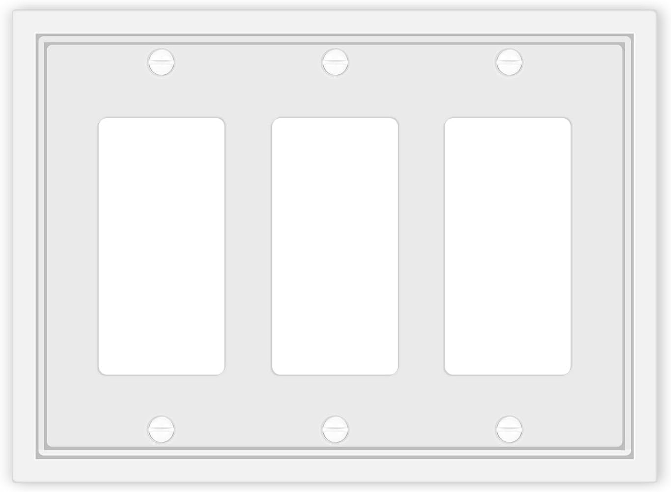 Triple Decorator Light Switch Cover Plate White Classic Decorative Rocker Switch Plates Cover