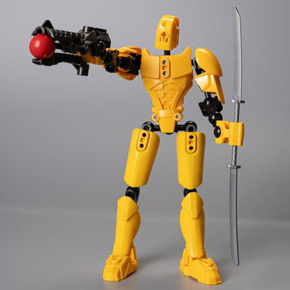 2pcs Random Color 3D Printed Mecha Robot 5.54-inch+Mecha Dog Multi-Jointed Action Figures, Full Body Mechanical Movable Toy, Multiple Accessories, Desk Decoration,New Year Gift