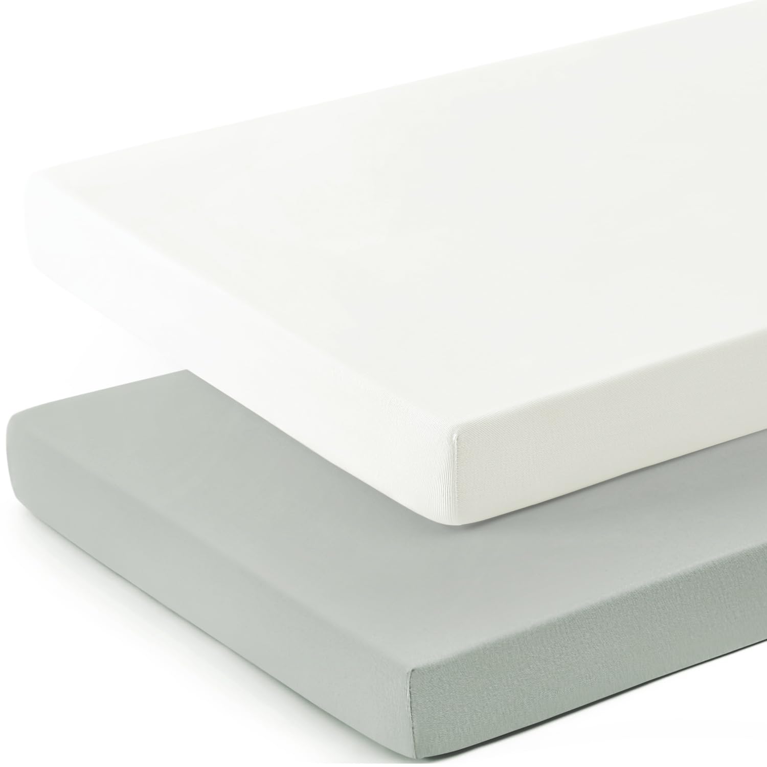 GRSSDER Mini Crib Sheets Fitted, Pack and Play Sheets 2 Pack, Ultra Soft Stretchy Pack N Play