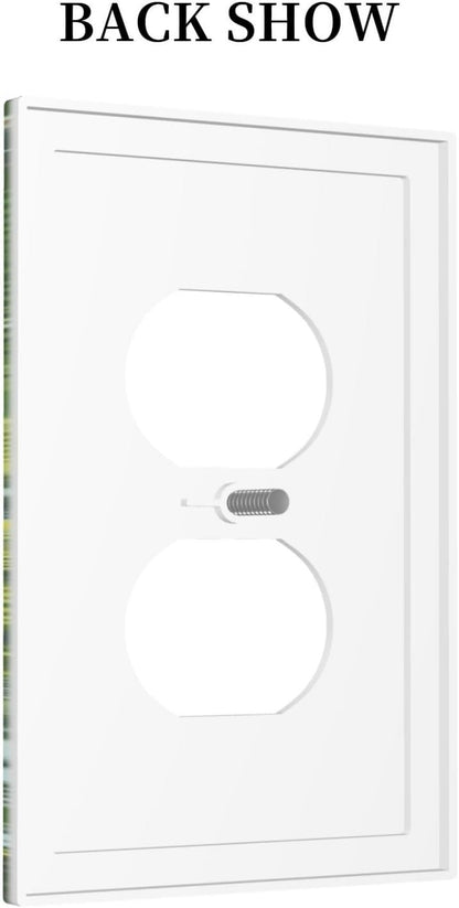 Summer Sky Coconut Palms Trees Green Plants Leaf Outlet Covers 1 Gang Duplex Light Switch Cover Decorative Switch Plates Electrical Receptacle Faceplate Wall Plate for Bed Room Living Room Decor