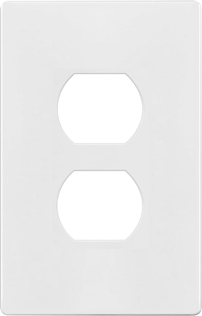 TG Mid-Size Screwless Duplex Wall Plate, Child Safe Receptacle Outlet Cover, Medium Size 1-Gang 4.88" H x 3.11" L, Polycarbonate Thermoplastic, UL Listed, SP-MS1-W, White (1 Pack)