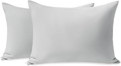 TILLYOU Toddler Pillowcase 2 Pack with Zipper,Silky Soft Microfiber 13" x 18" Kids Travel Pillow Cases,Gray