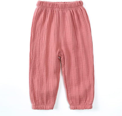 MYGBCPJS Baby Boys Girls Cotton Linen Trousers Kids Casual Ankle Pants Loose Long Bloomers