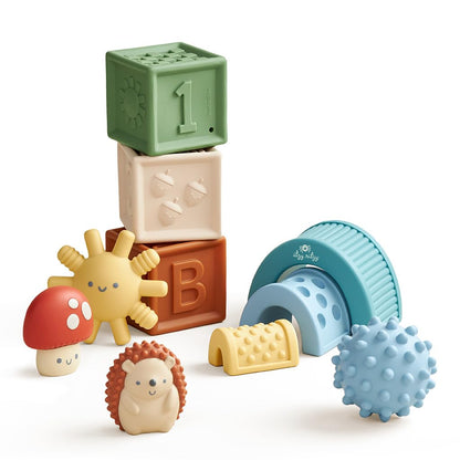 Itzy Ritzy Sensory Blocks Set, Baby Building Blocks 10-Piece, 0+ Months