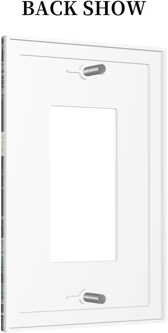 Decorative Outlet Covers Rustic Green Leaves White Flower 1 Gang Single Decora GFCI Device Light Switch Covers Plate 1 Rocker Wall Plate Jumbo Faceplate for Country Bedroom Home Decor