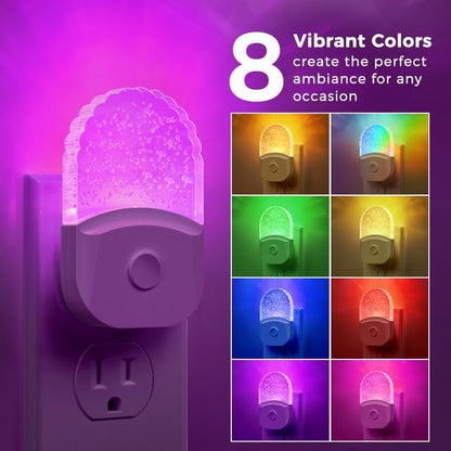 Night Lights Plug Into Wall, Color Changing Night Light for Kids, RGB Night Lights Plug into Wall 2 Pack, Soft White Nightlights Plug in with Dusk to Dawn Sensor for Kid Bedroom, Gift, Bathroom