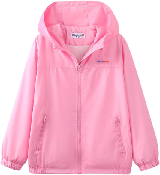 WELAKEN Lightweight Jacket for Girls Kids & Toddler II Girls' Print Water-Resistant Jacket