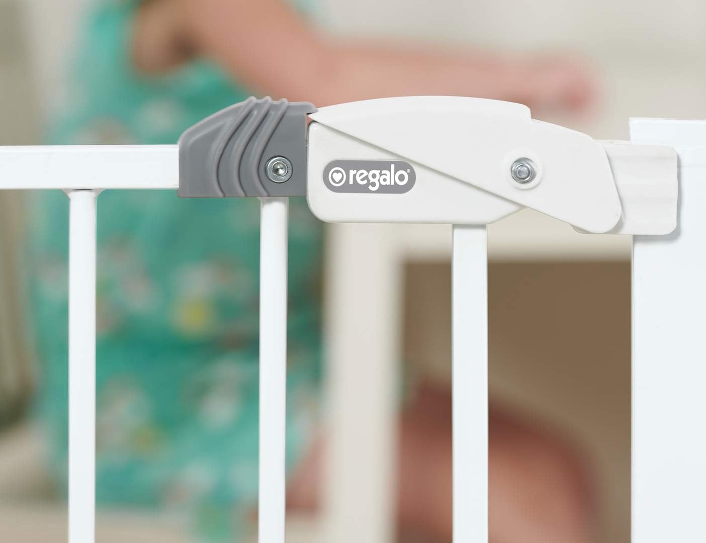 Regalo 36-Inch Extra Tall and 49-Inch-Wide Walk Thru Baby Gate, includes 4-Inch and 12-inch Extension Kit, 4 Pack of Pressure Mount Kit and 4 Pack of Wall Mount Kit