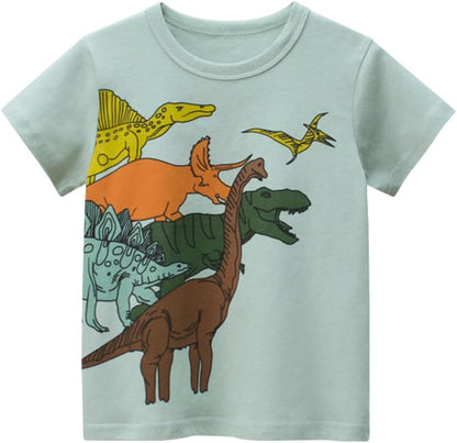 Boys' 4-Pack Excavator Short Sleeve Crewneck T-Shirts Top Tee Size 2-7 Years Toddler Boys' Value Pack Cotton T-Shirt