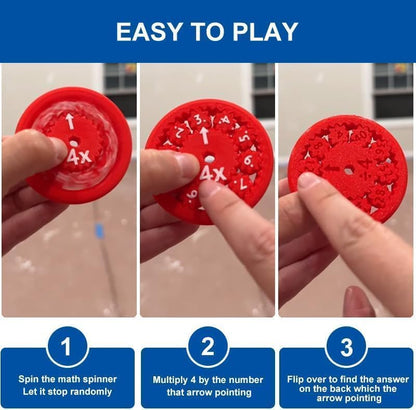 Math Fact Fidget Spinner, Dual Function for Division & Multiplication, Ideal for Classroom and Home Use-9PCS