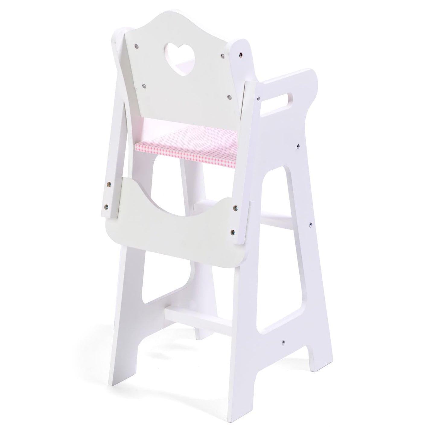 Badger Basket Wooden Baby Doll High Chair with Tray & Bib - White/Pink