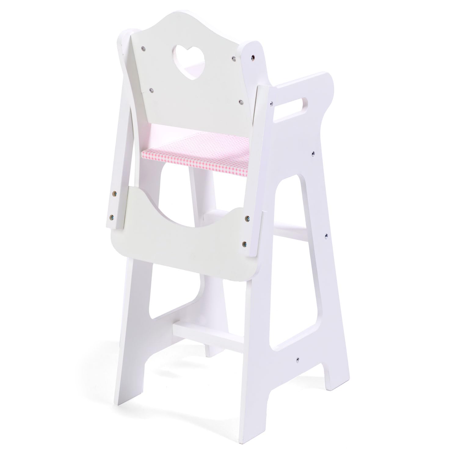 Badger Basket Wooden Baby Doll High Chair with Tray & Bib - White/Pink