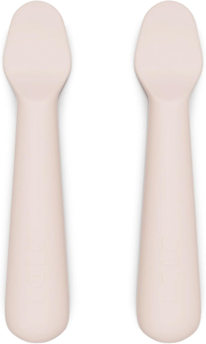 Lalo Little Spoon Set - 2 Piece Baby Spoons Set for Infants & Babies - Made From Food Grade Silicone Dishwasher Safe - Baby Feeding Essentials for Early Stage Mealtime - Grapefruit