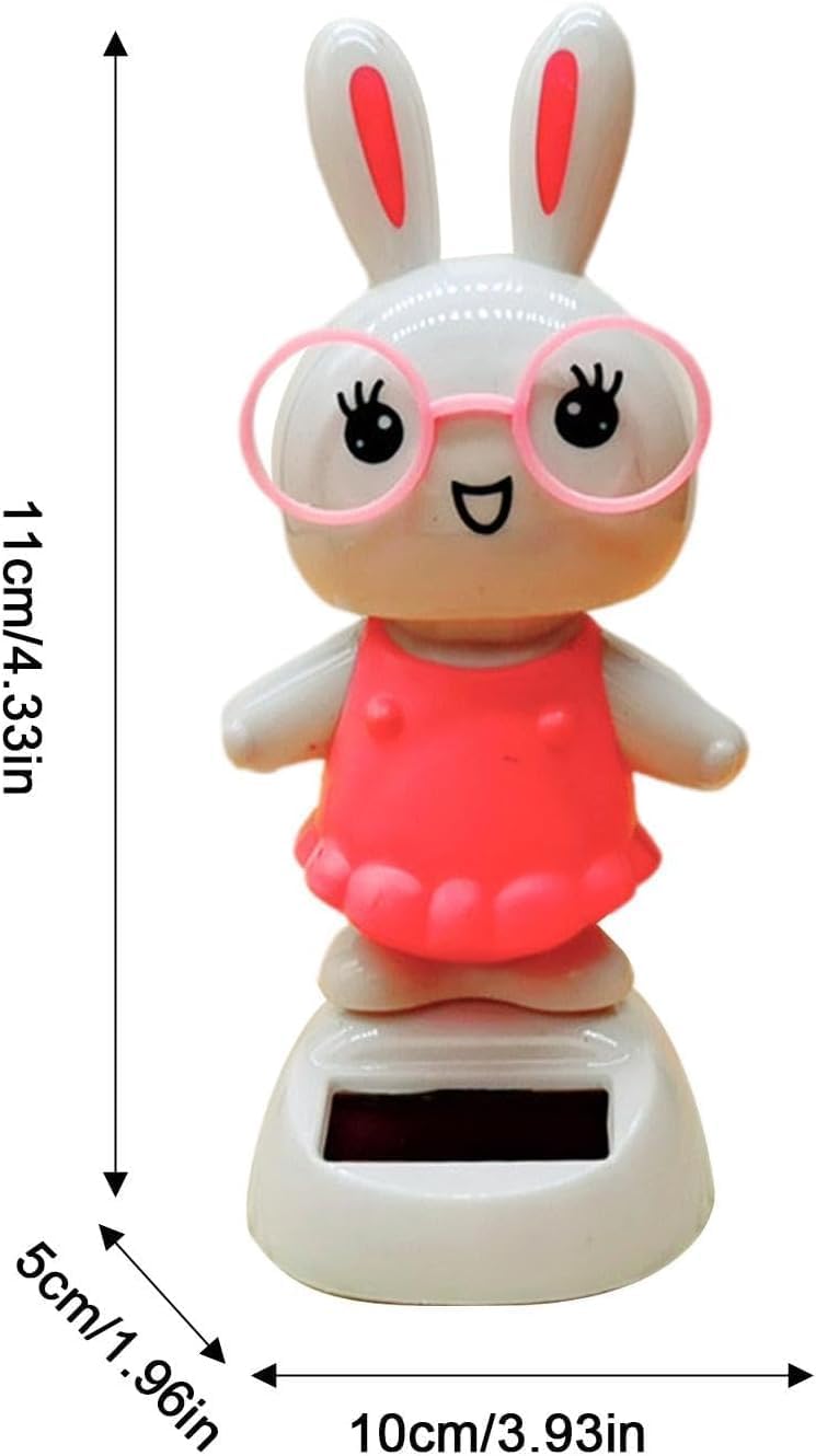 Easter Bunny Decoration, Solar Powered Dancing Rabbit, Car Dashboard Decorations, Versatile Shaking Head Dancing Toy Bunny Figurines for Desk Decor Car Home Gift for Men and Women Learning Education