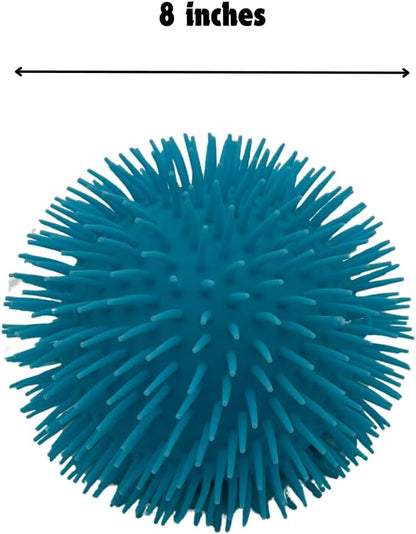 8" Neon Jumbo Puffer Fidget Stretchy Light Up Pon Pon Ball (Blue)