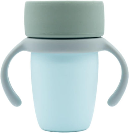 WeeSprout Baby Training Cup - Silicone Sippy Cup with Removable Handles for Weaning Off Bottle - Transition Spill-Proof Toddler Cups - No-Spill Design (Sky/Matte Green/Light Gray)