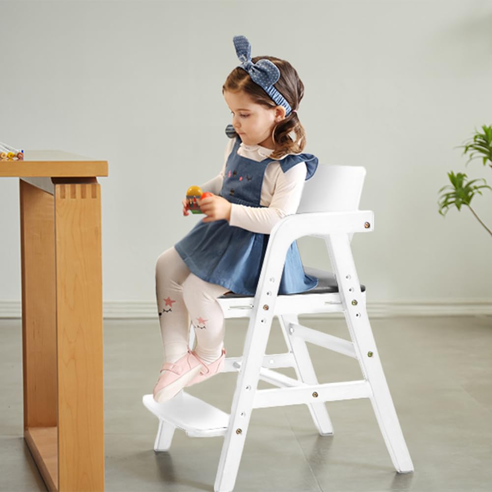Solid Wood high Chairs for Toddlers,High Chair Grows with Kid for Dining, Study Chair for Children