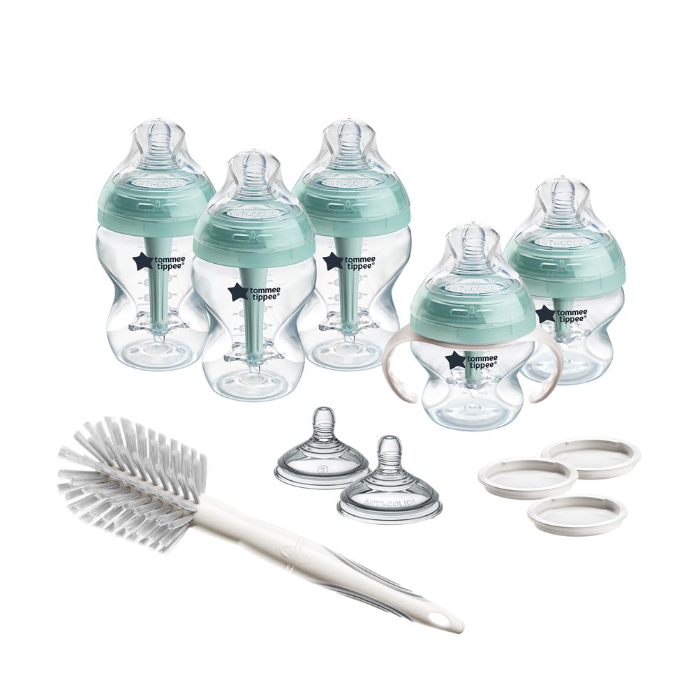 Tommee Tippee Advanced Anti-Colic 12 Piece Set, 5 oz and 9 oz BPA Free Bottles, Newborn 0+ Months