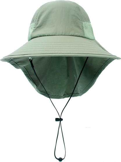 CHUNG Baby Sun Protection Hat Summer Toddler Adjustable UPF 50+ Wide Brim Neck Flap Beach Caps Boys Girls 1-12 Years Kids