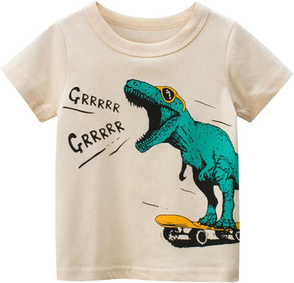 Boys' 4-Pack Excavator Short Sleeve Crewneck T-Shirts Top Tee Size 2-7 Years Toddler Boys' Value Pack Cotton T-Shirt